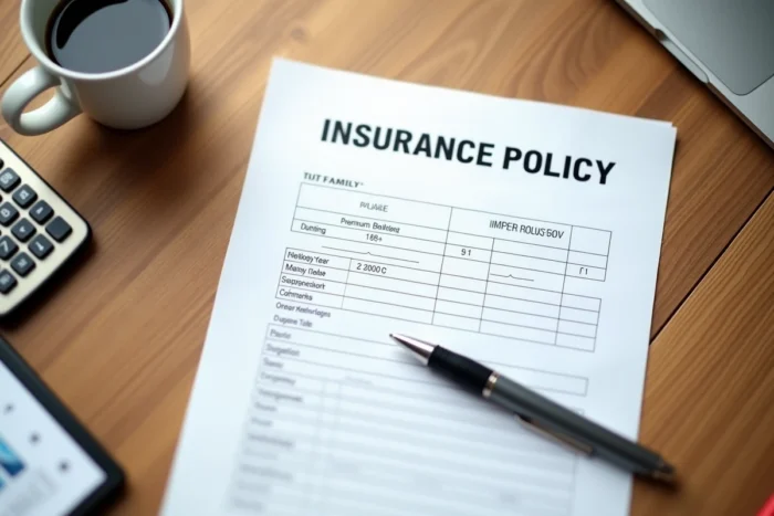 Documents de calcul de prime d'assurance responsabilité civile professionnelle avec calculatrice sur un bureau