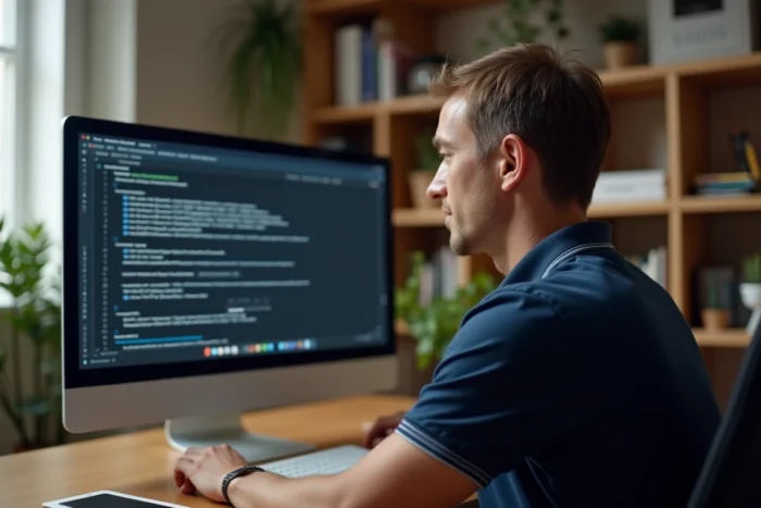Homme en télétravail face à une erreur de connexion 400 sur le site e-habillement