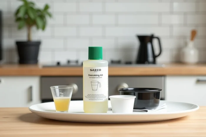 Kit de détartrage pour machine Saeco Picobaristo Deluxe avec solution et bac à eau démontés